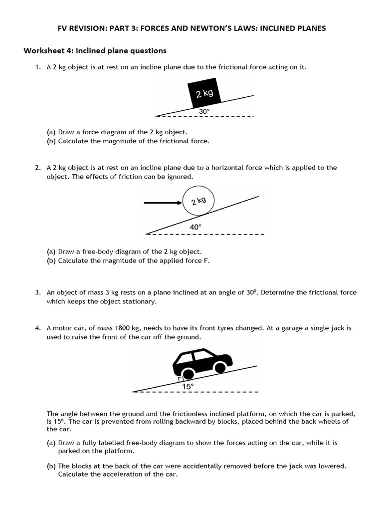 Inclined Plane Forces and Calculations | PDF