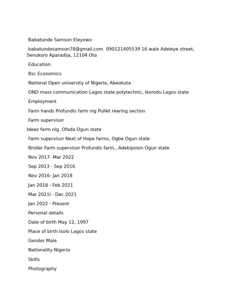 CV Update 2024 | PDF