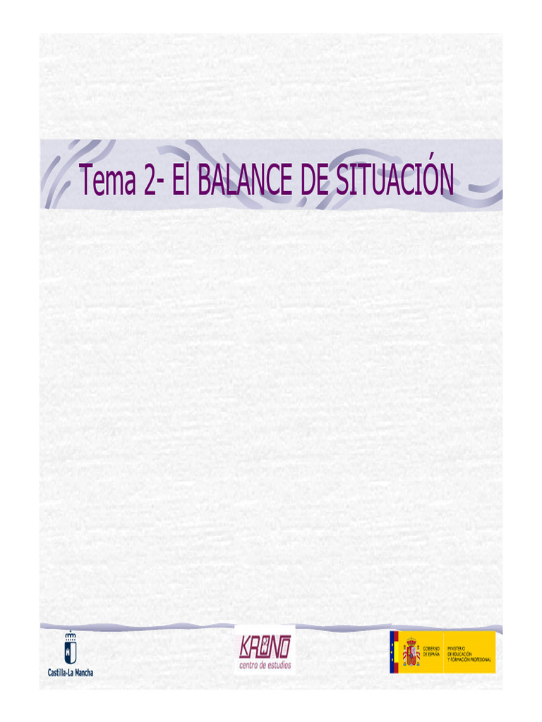 Tema 2 El Balance de Situación | PDF | Hoja de balance | Bancos