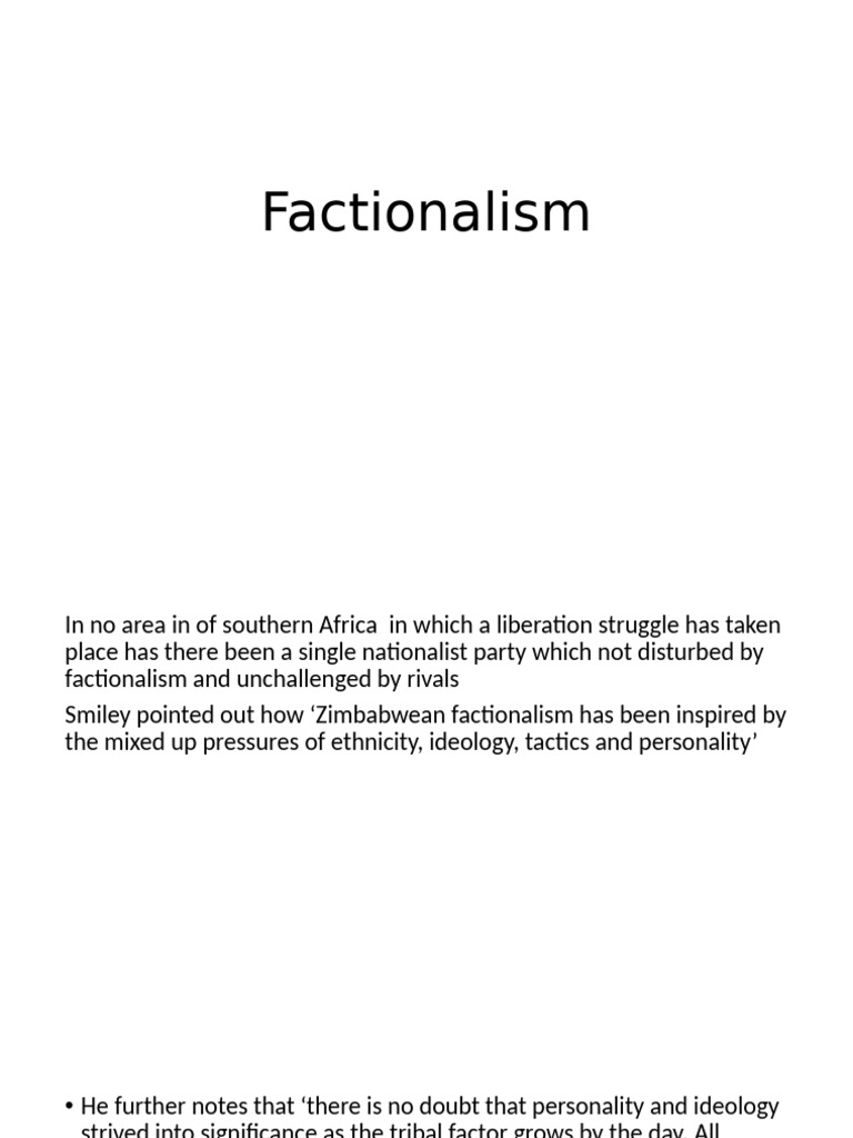 Zimbabwean Factionalism in Nationalism | PDF | Rhodesia | Politics Of ...