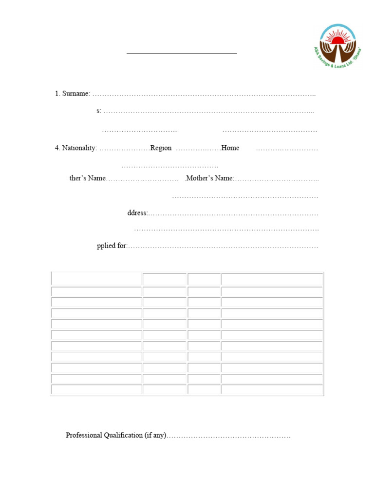ASA Loan Application Form | PDF