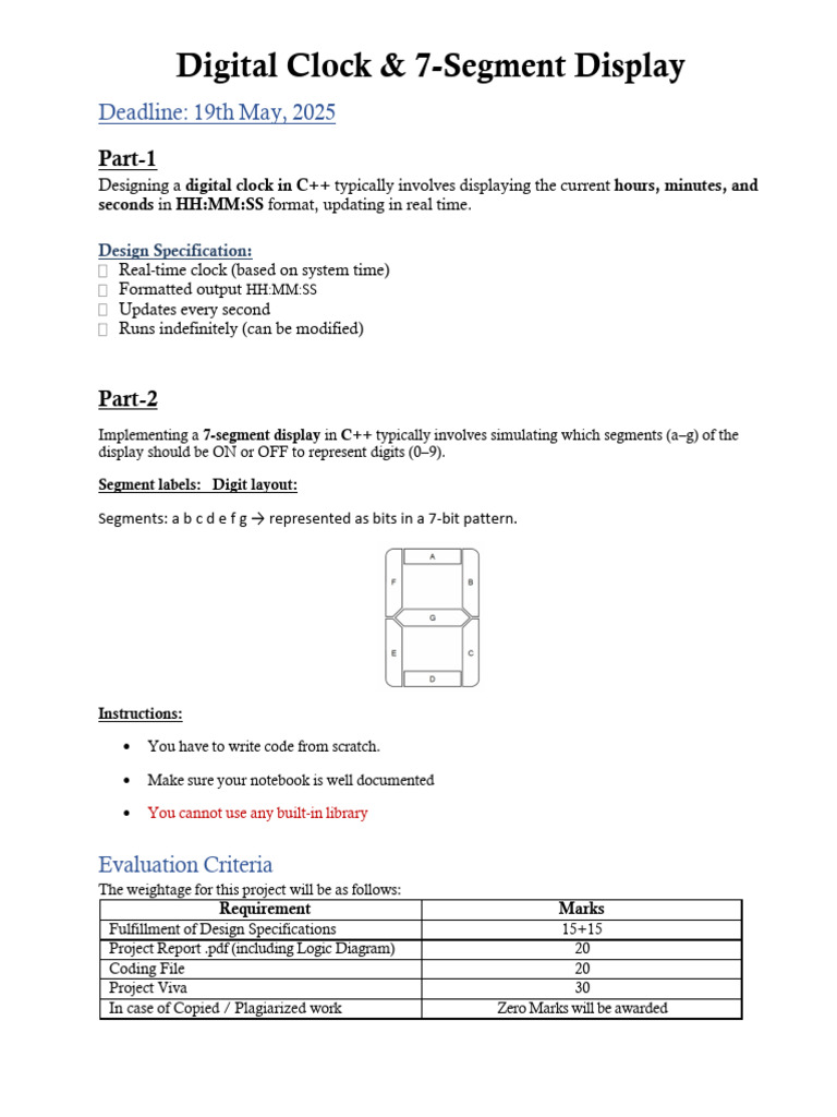 Digital Clock Project Report | PDF