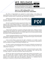 March21.2012 - B House Approves A Bill Seeking Public Access To Information On Food and Other Basic Commodities