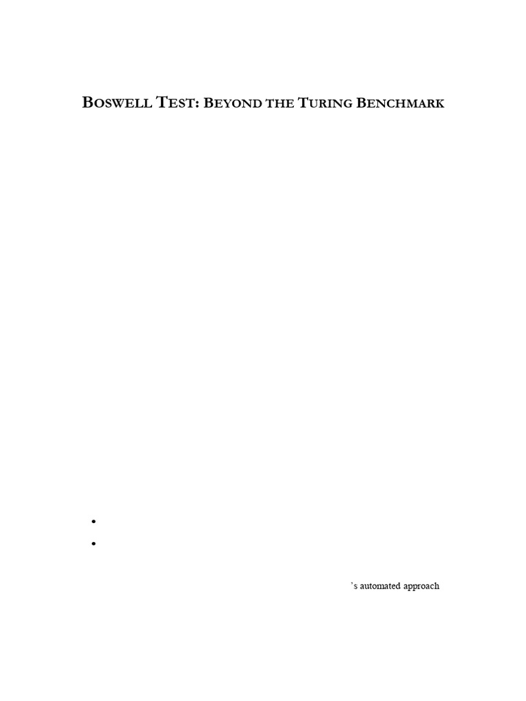 Boswell Test: Beyond The Turing Benchmark | PDF | Artificial ...