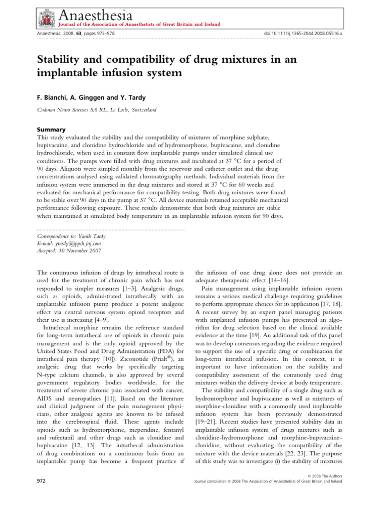 Stability and Compatibility of Drug Mixtures in An | PDF | Opioid ...
