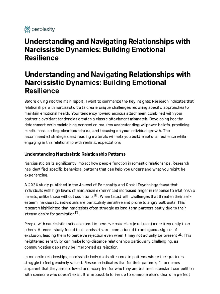 Navigating Narcissistic Relationships | PDF | Narcissism | Attachment ...