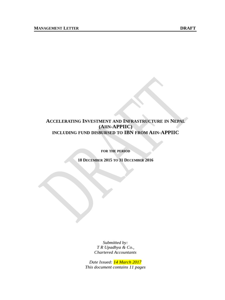 Management Letter | PDF | Taxes | Audit
