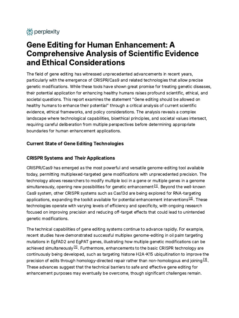 Gene Editing for Human Enhancement: Ethics & Science | PDF ...