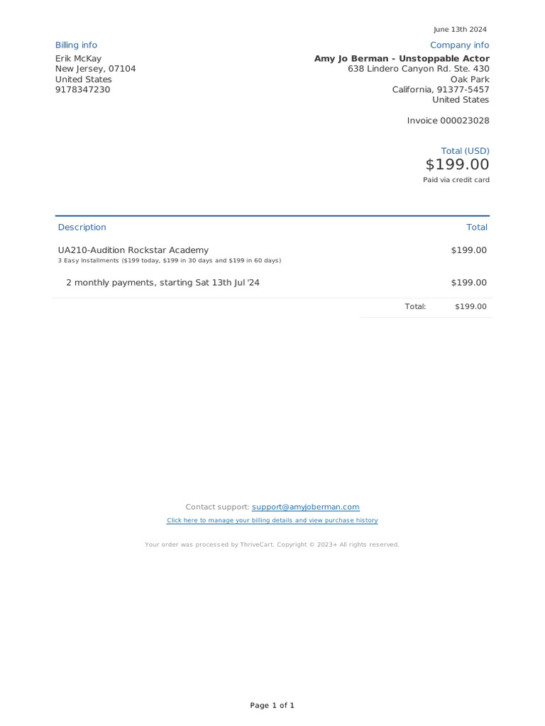 Unstoppable Actor - Invoice 000023028 | PDF