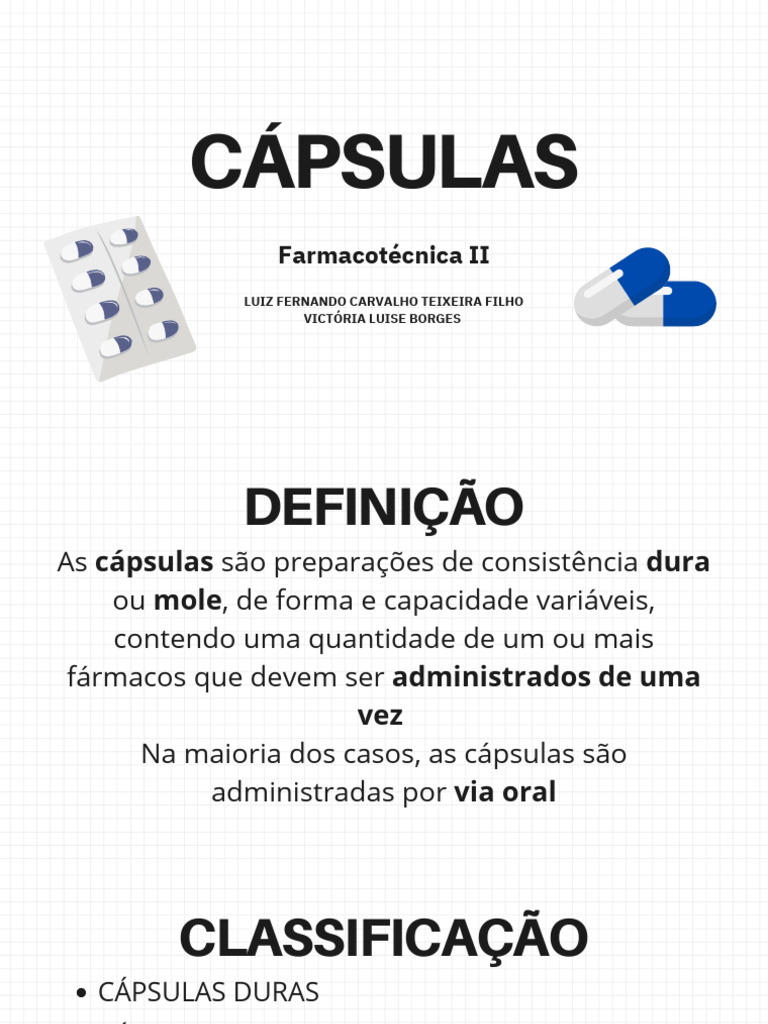 Tipos e Vantagens das Cápsulas Farmacêuticas | PDF | Fluxo de caixa