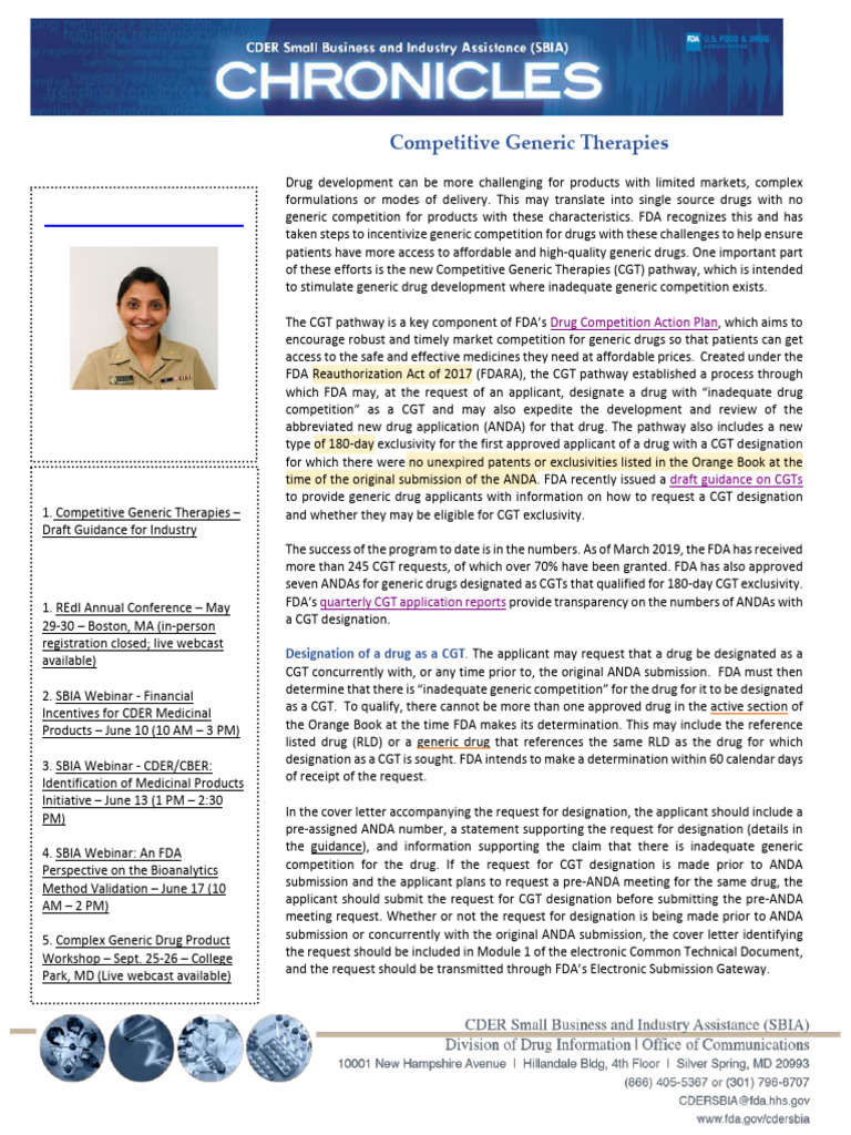 Competitive Generic Therapy Pathway | PDF | Food And Drug ...