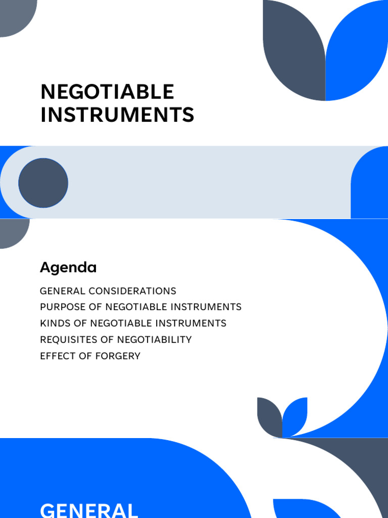 Understanding Negotiable Instruments | PDF | Negotiable Instrument | Money