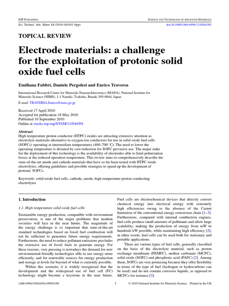 Electrode Materials for Protonic SOFCs | PDF | Solid Oxide Fuel Cell ...