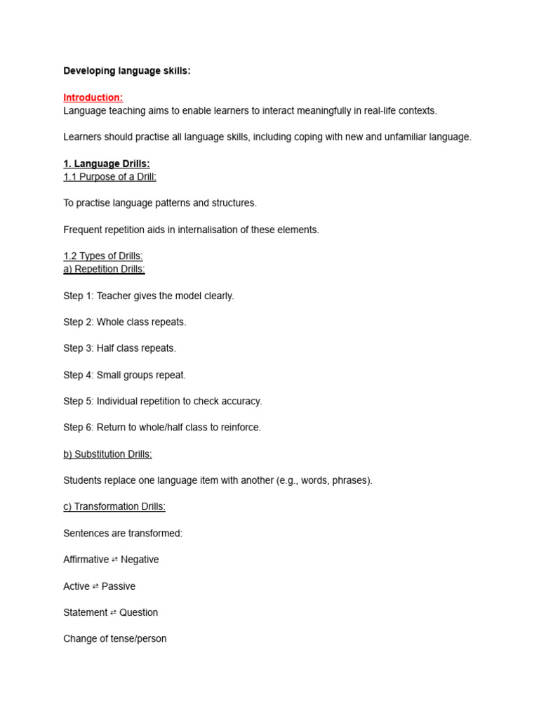 Developing Language Skills | PDF