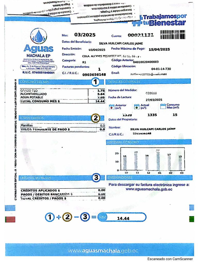 Planilla de Servicio Básico | PDF