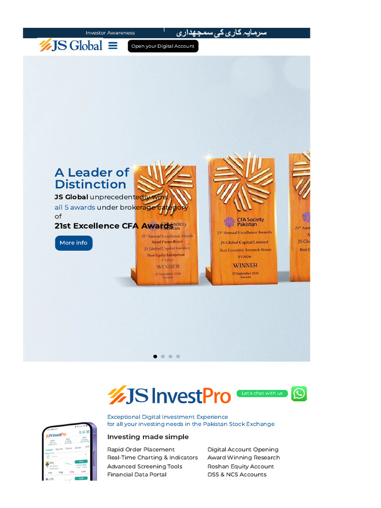 How To Invest in Pakistan Stock Exchange Online-JS Global | PDF ...