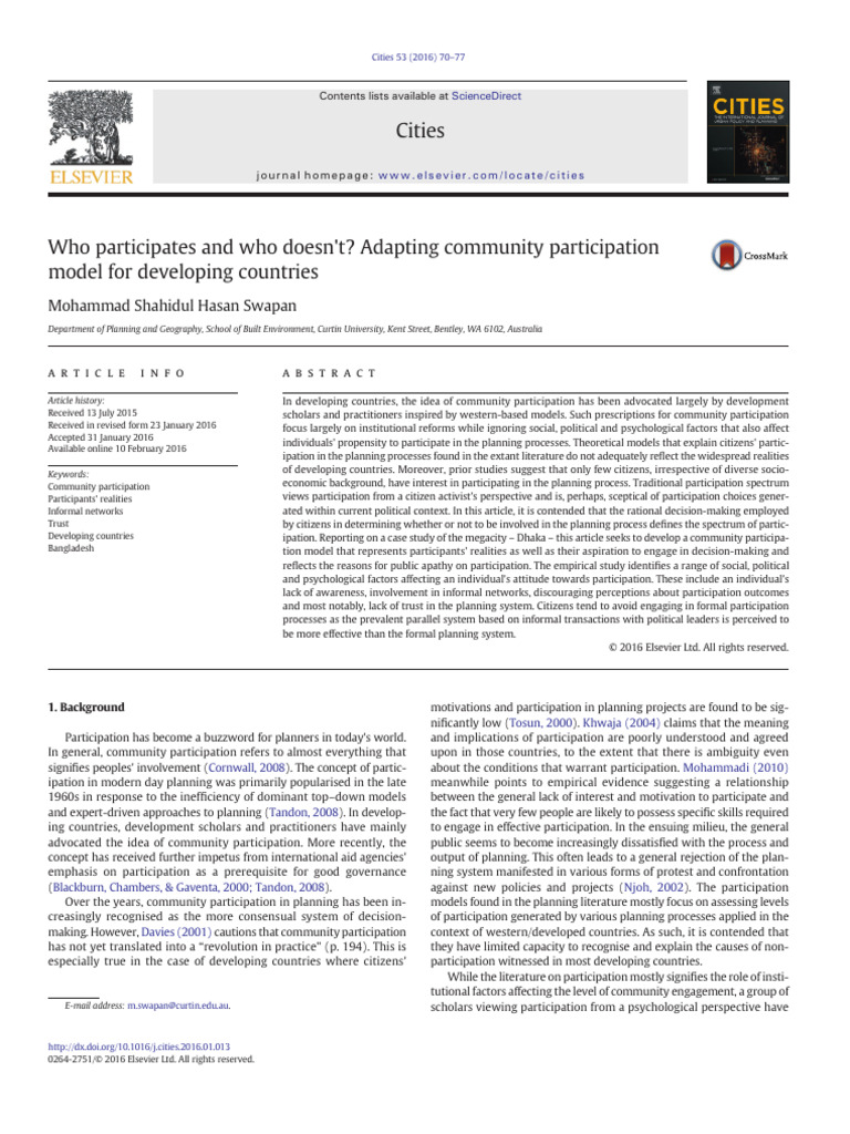 Who Participates and Who Doesn't? Adapting Community Participation ...