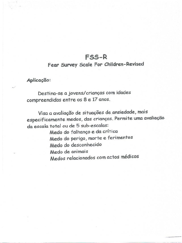 FSSR - Teste - Medos | PDF