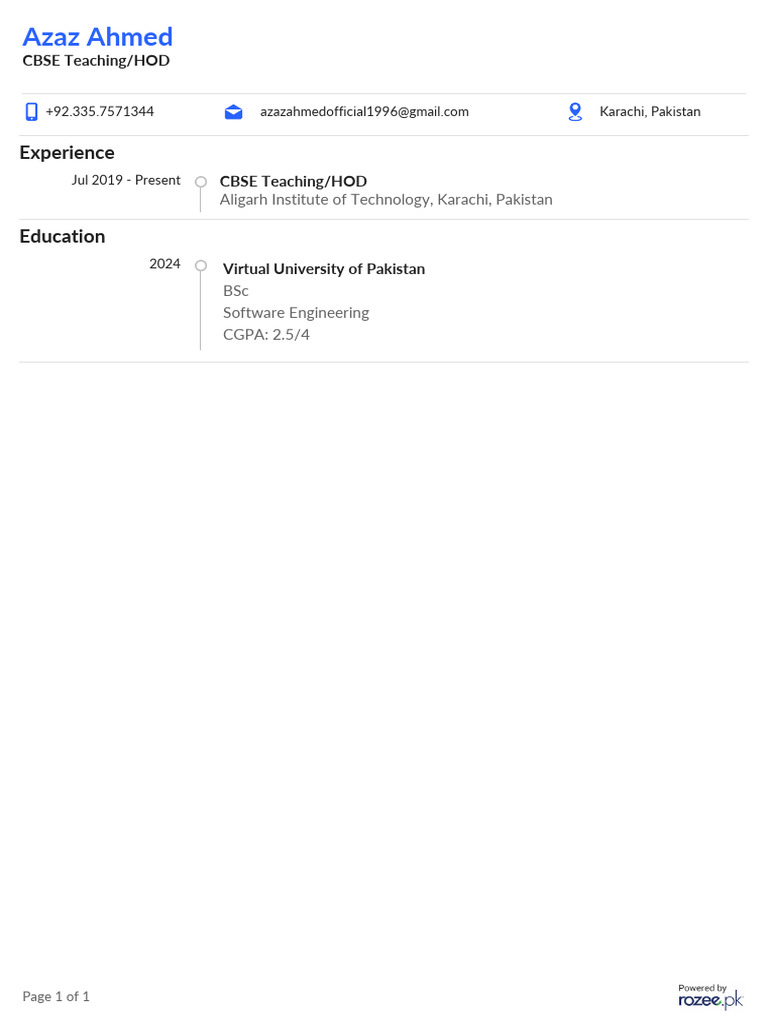 Azaz CV 7000018149725 Professional | PDF