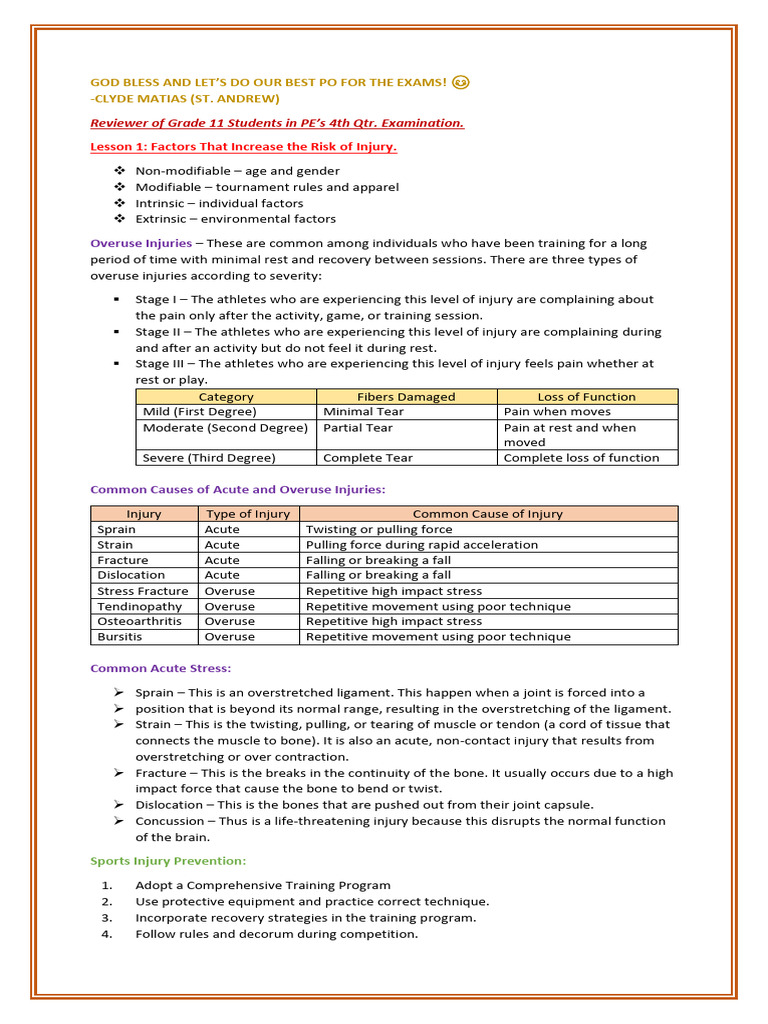 Sports Injury Prevention and Filipino Games | PDF | Musculoskeletal ...