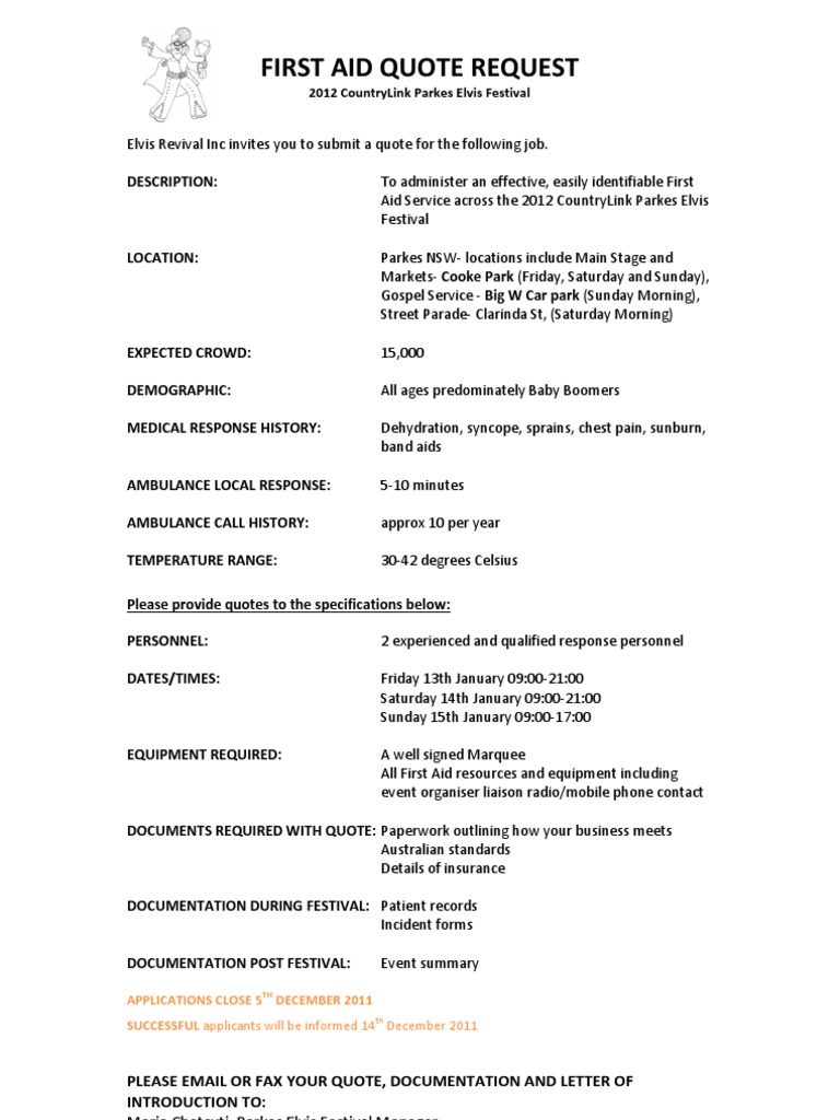 First Aid Service Quote Request | PDF | Business | Home & Garden