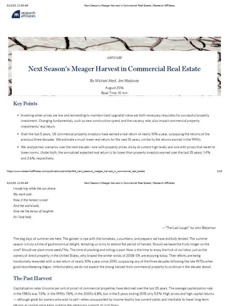 Next Season's Meager Harvest in Commercial Real Estate - Research ...