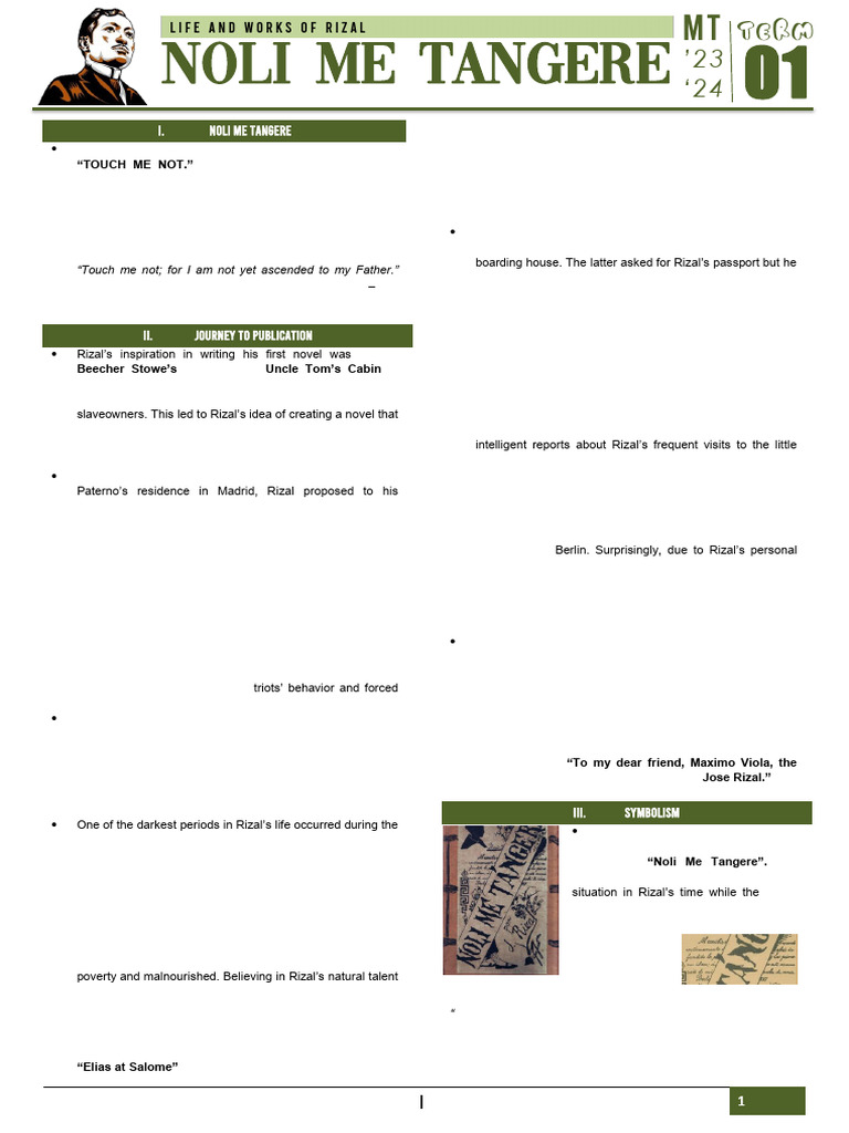 Academic PDF Noli and El Fili Rizal Notes | PDF