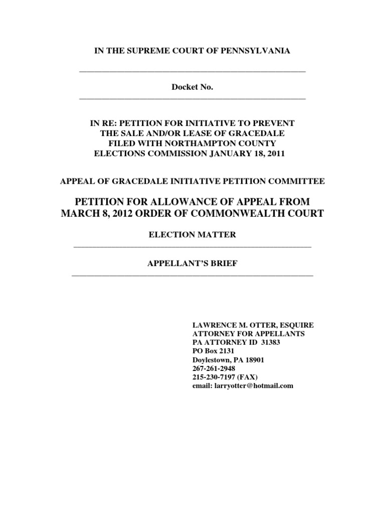 Petition For Allowance of Appeal With Appendix 03192012 PDF Appeal
