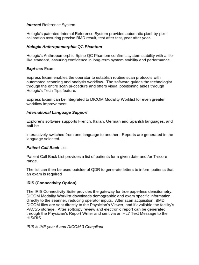 Hologic Explorer: Enhanced BMD Workflow | PDF