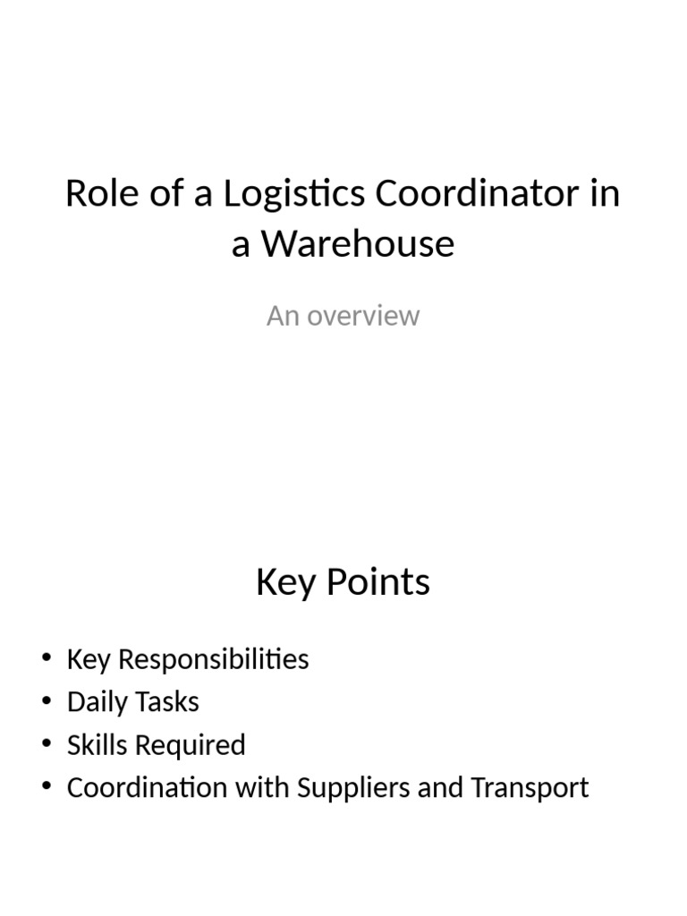 Logistics Coordinator Role Overview | PDF