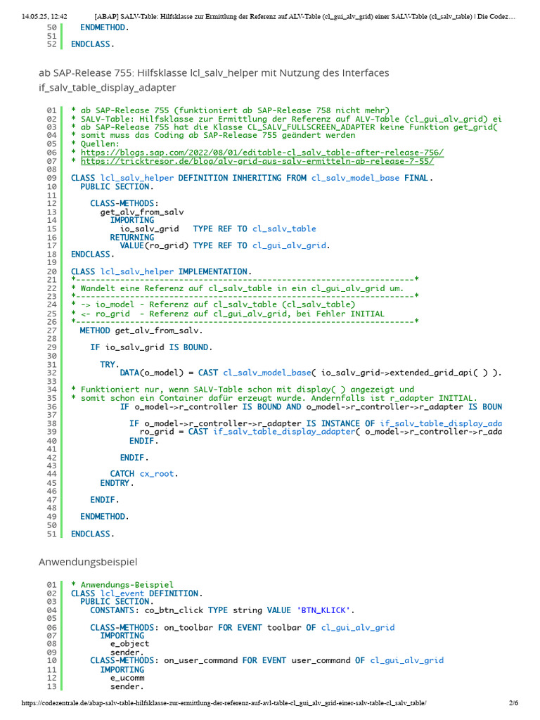 Ab SAP-Release 755: Hilfsklasse LCL - Salv - Helper Mit Nutzung Des ...