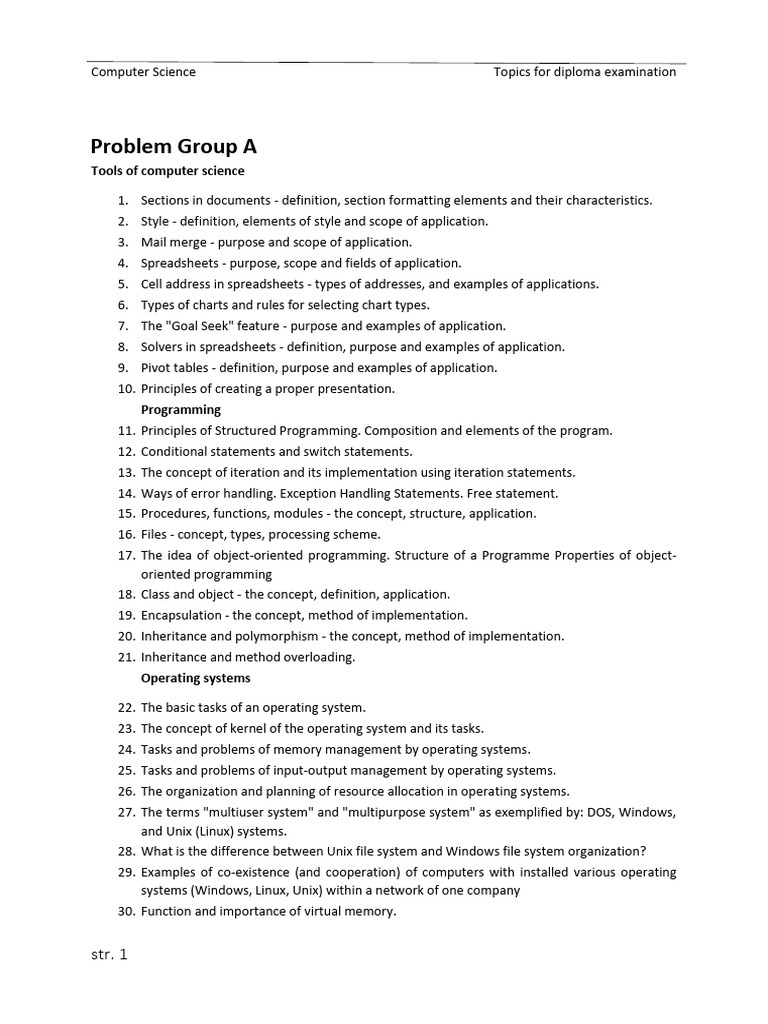 Questions For Diploma Exam Computer Science 2019 | PDF | Computer ...