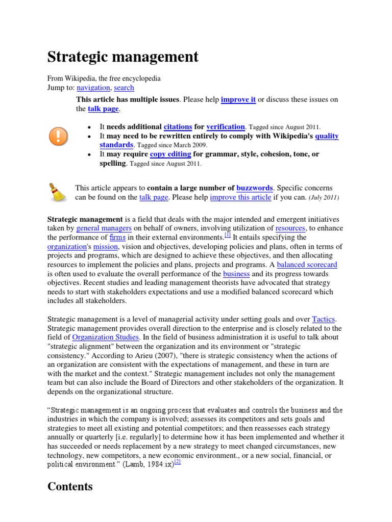 Overview of Strategic Management Concepts | PDF | Strategic Management ...