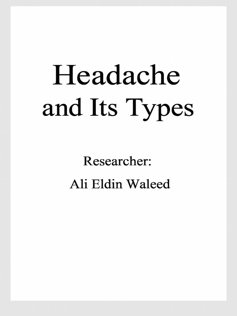 Headache and Its Types | PDF