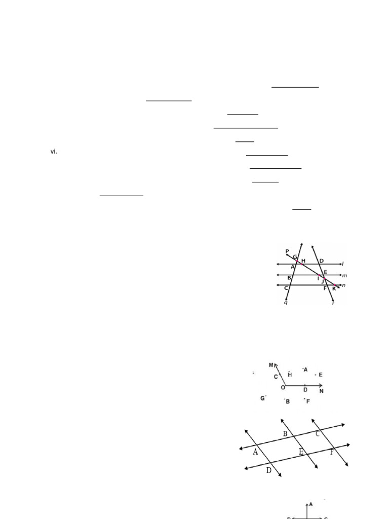 Class VI Geometry Revision Worksheet | PDF | Line (Geometry) | Angle