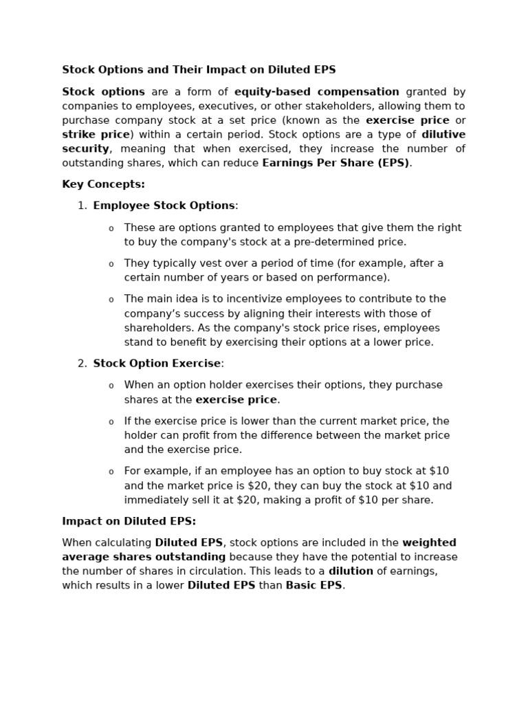 Impact of Stock Options on Diluted EPS | PDF | Earnings Per Share ...