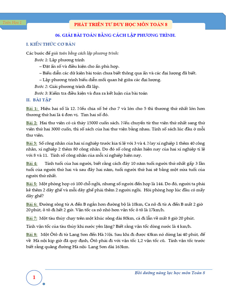 Boi Duong Nang Luc Va Phat Trien Tu Duy Hoc Mon Toan 8 | PDF