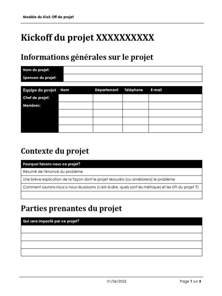 Modèle de Kick Off de Projet | PDF