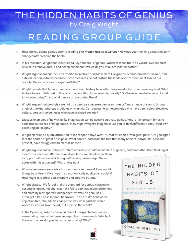 Hidden Habits of Genius Discussion Guide | PDF | Genius | Thought