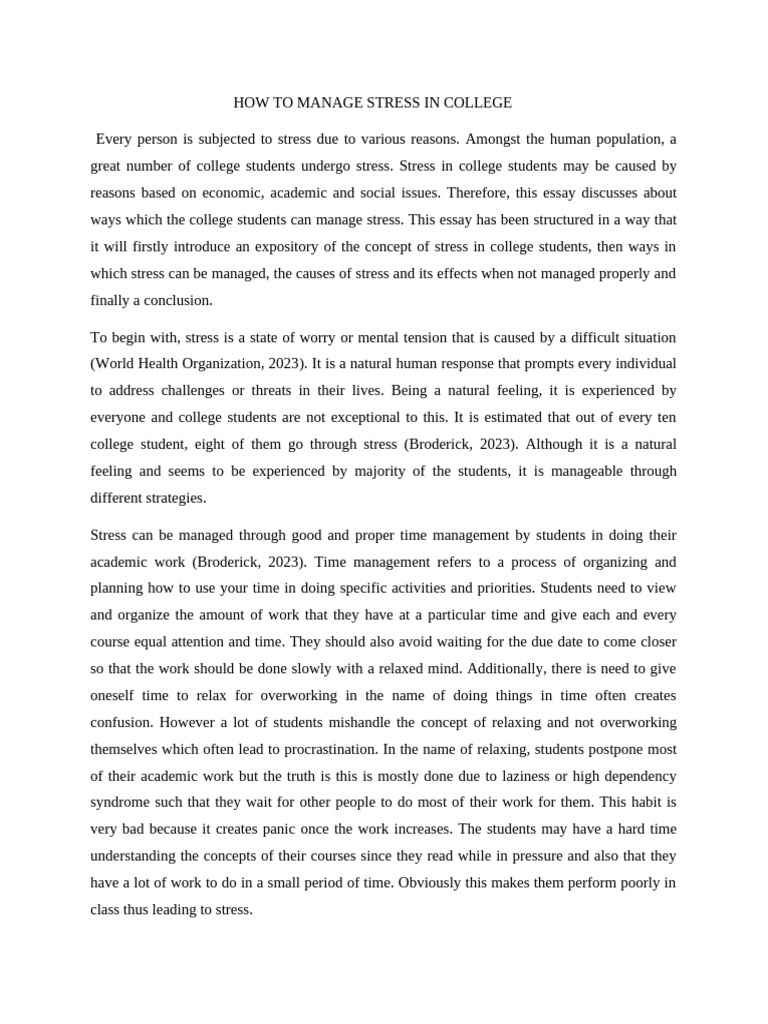 Managing Stress for College Students | PDF | Stress (Biology ...