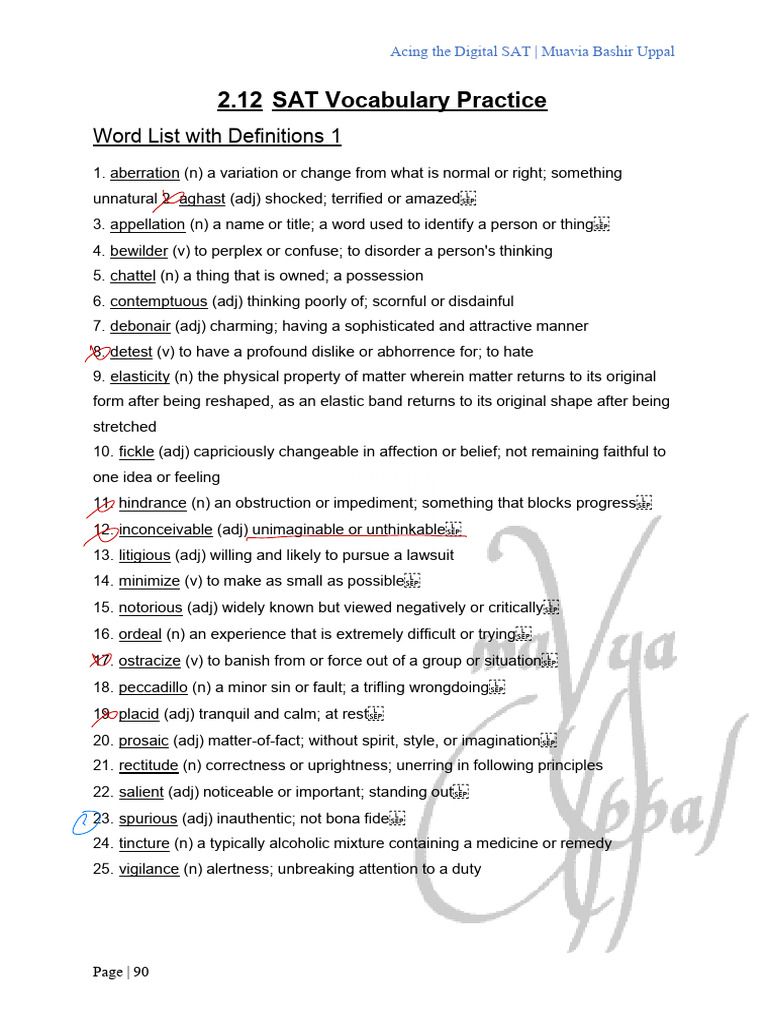 SAT Vocabulary Practice Guide | PDF