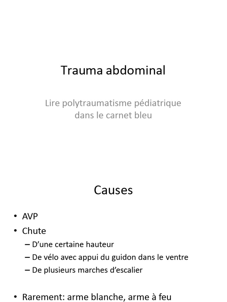 Évaluation du trauma abdominal et score BATIC | PDF