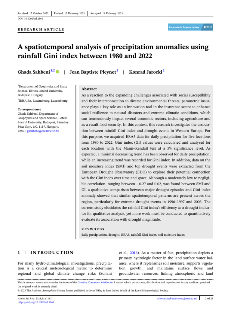 A Spatiotemporal Analysis of Precipitation Anomali | PDF | Climate ...
