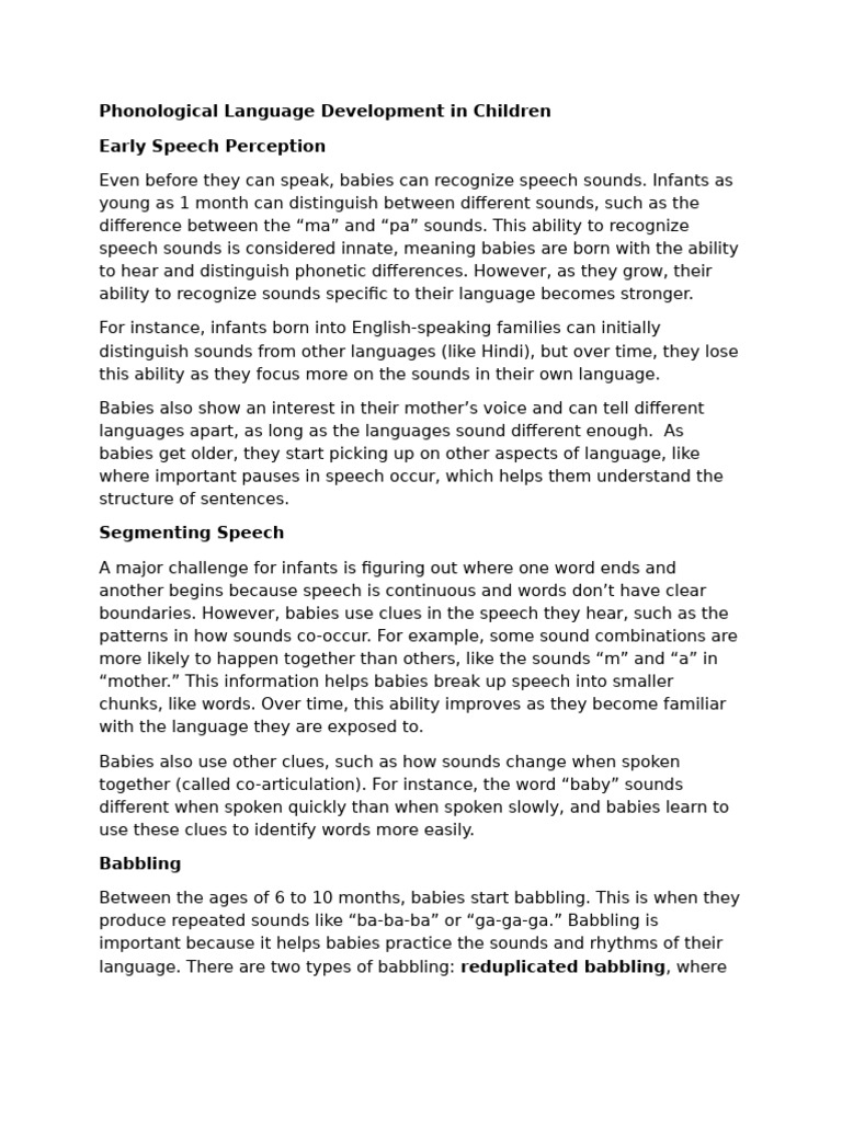 Phonological Development in Children | PDF | Speech | Language Development