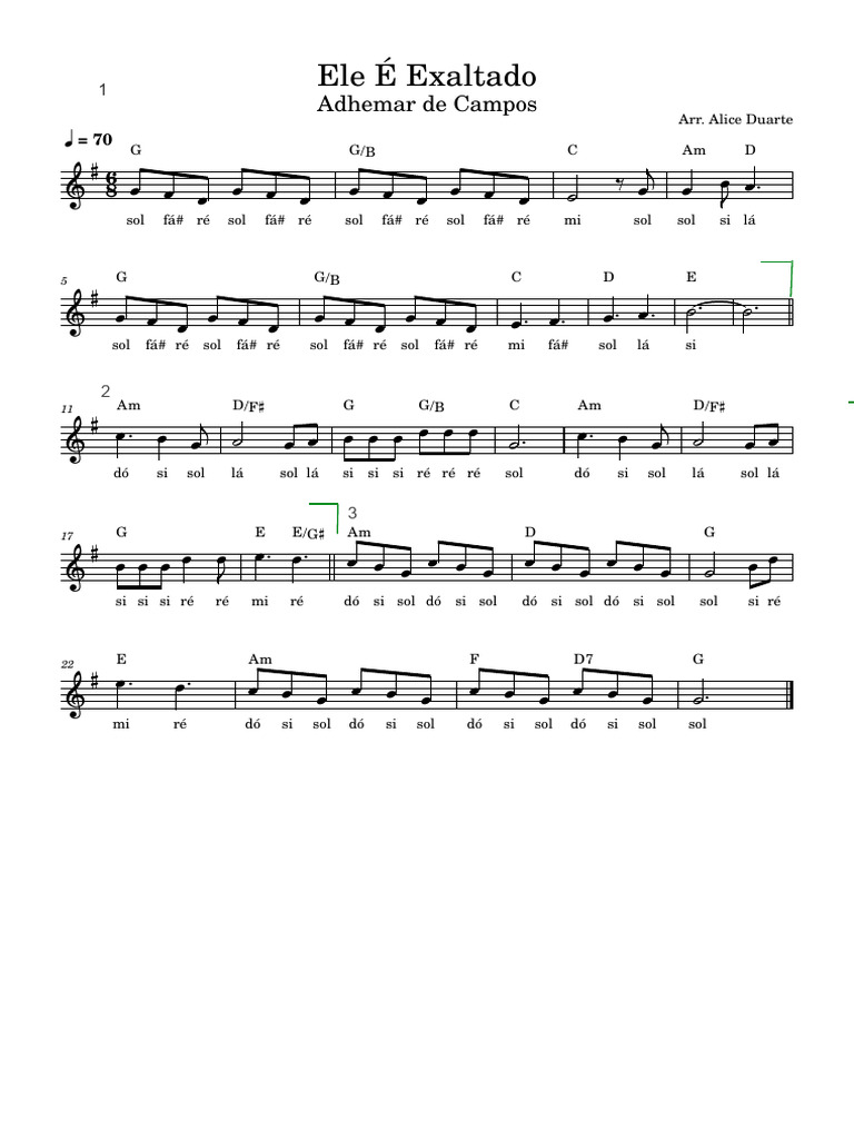 Ele É Exaltado - Arranjo de Alice Duarte | PDF | Composições musicais ...