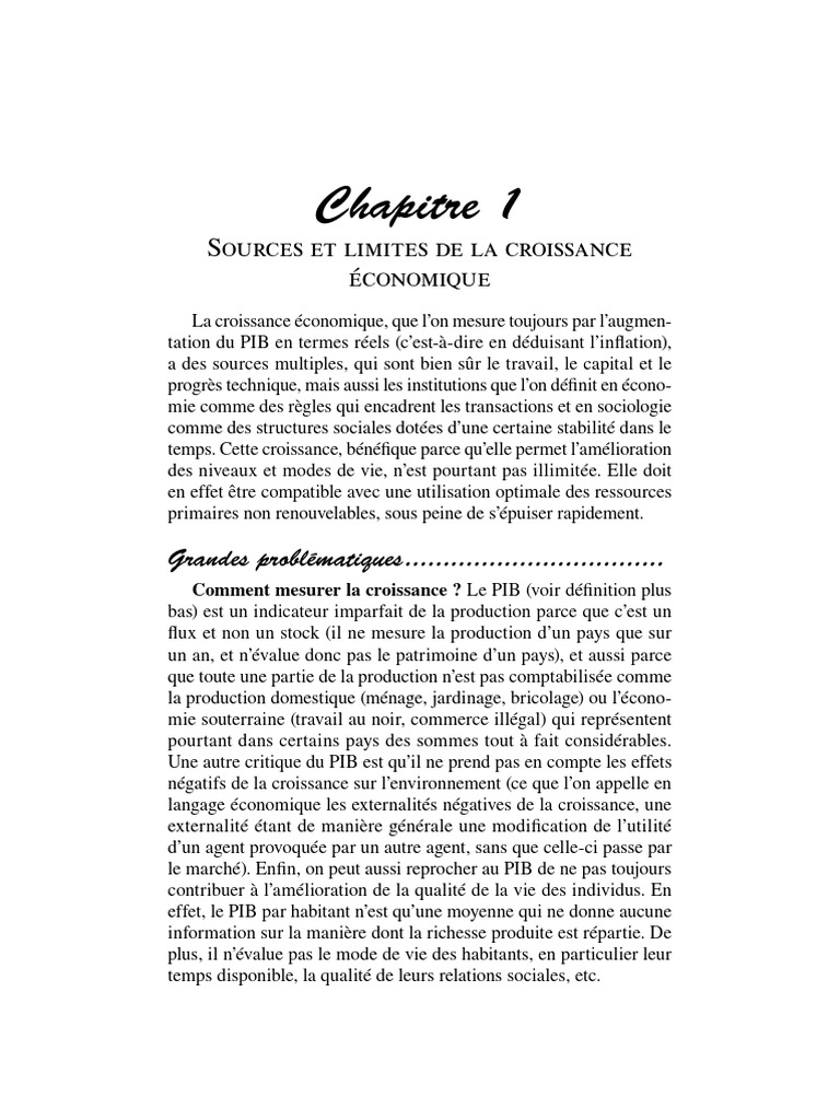 Sources et limites de la croissance économique | PDF | Croissance ...