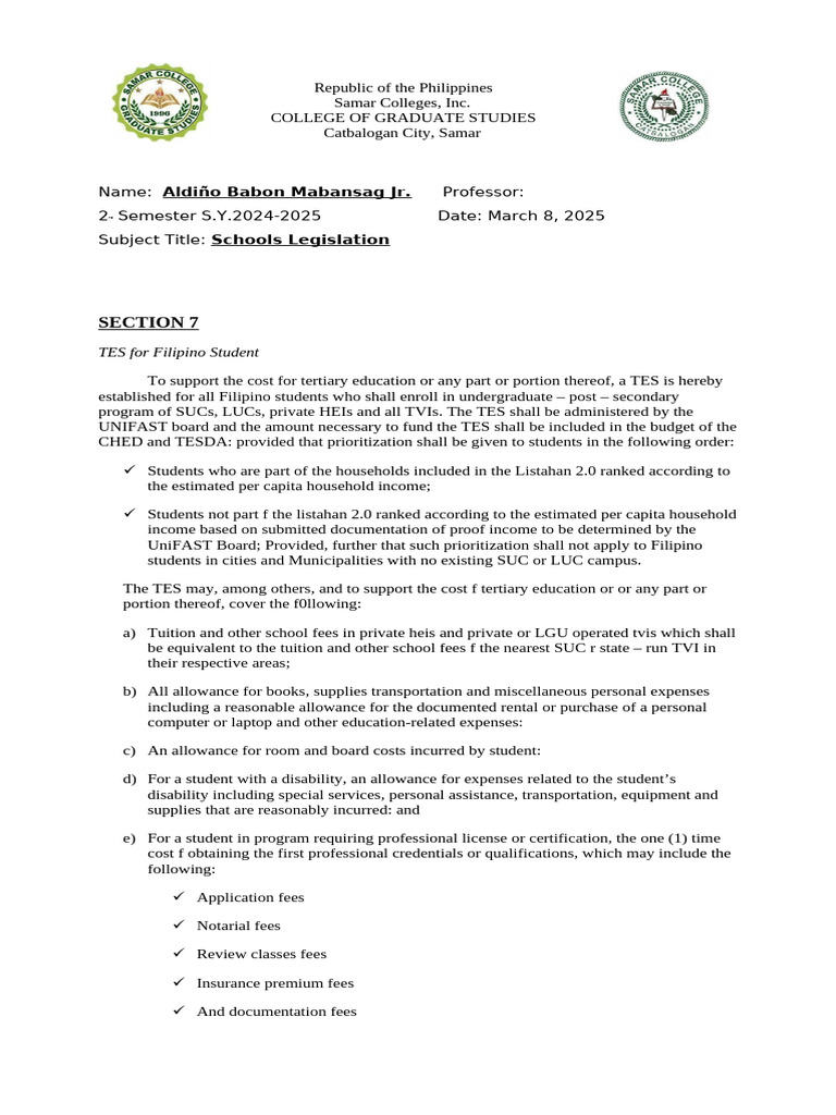 Handouts Schools Legislation | PDF | Official Development Assistance ...