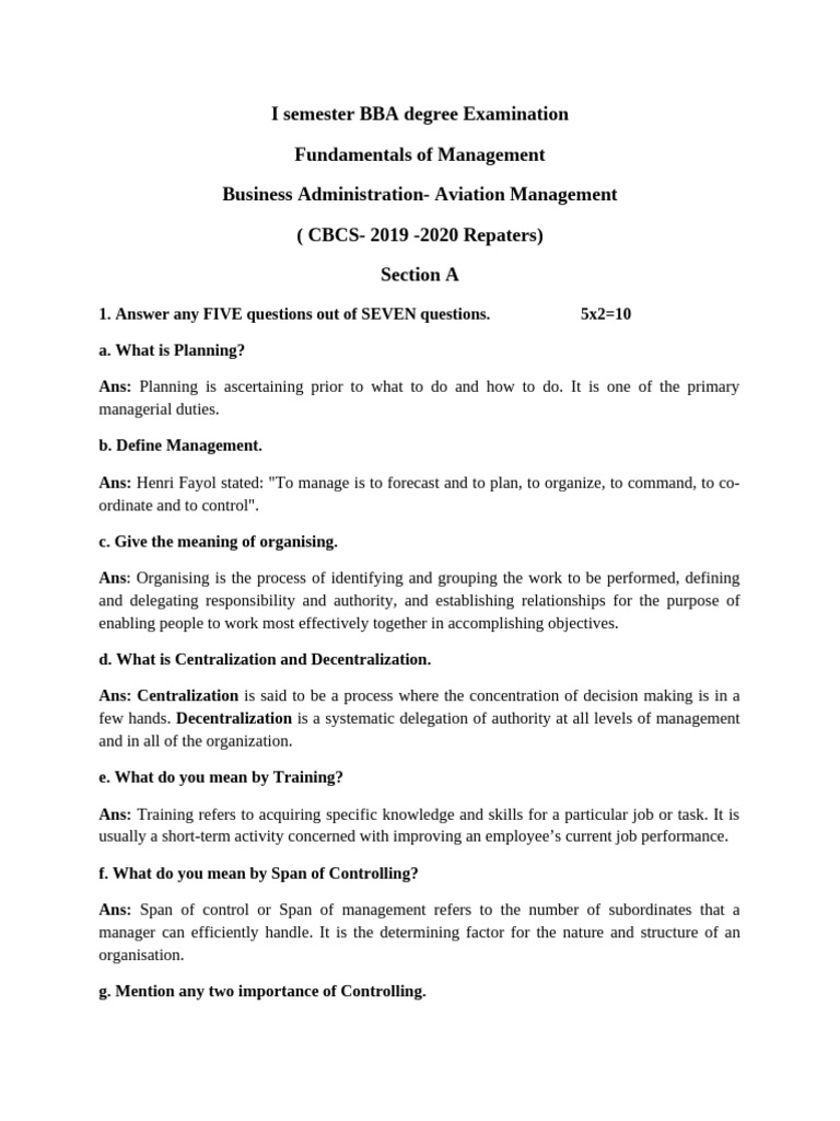 BBA - Aviation FM Paper 2 Answer Script 2019-20 Repaters | PDF ...