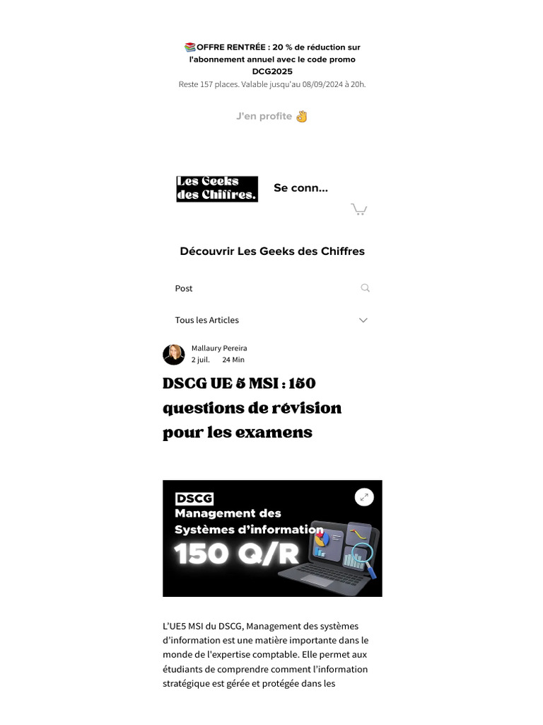 150 Questions pour DSCG UE5 MSI | PDF | Progiciel de gestion intégré ...