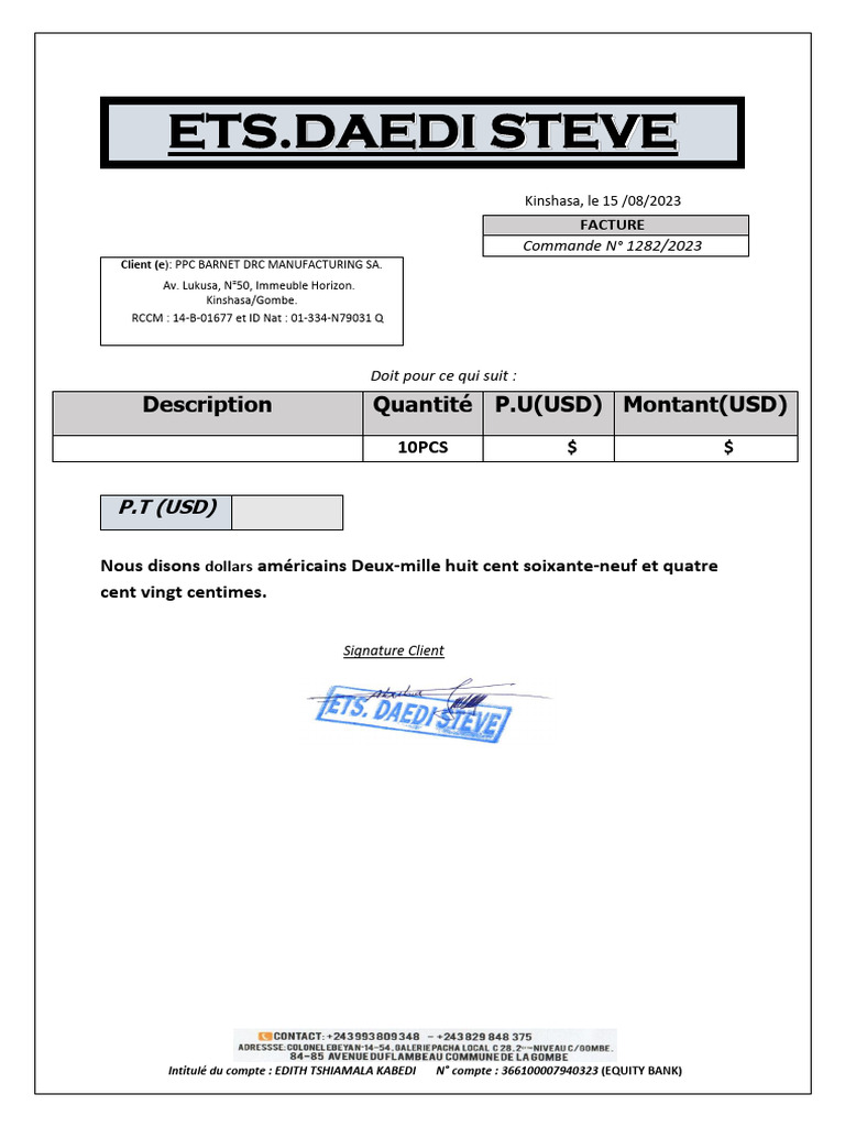 Facture PPC Barnet DRC - Commande 1282 | PDF